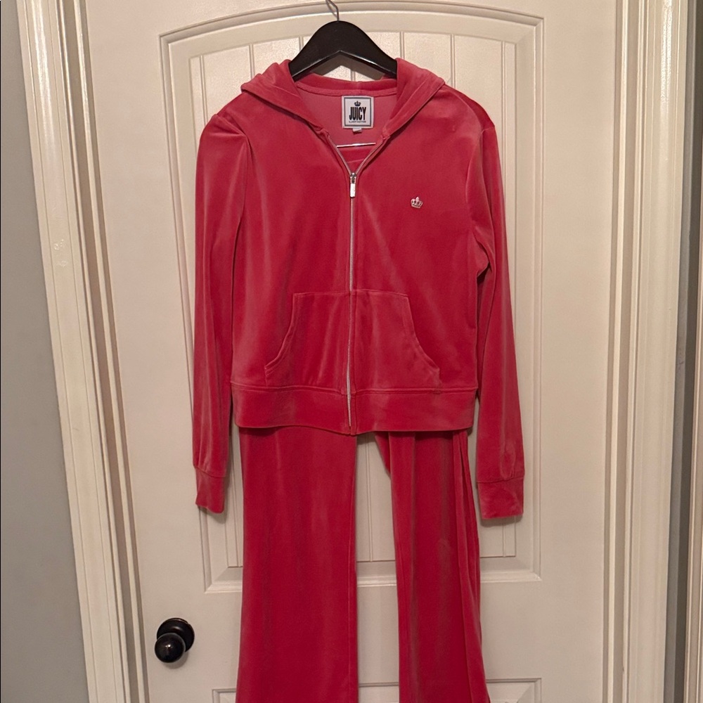 Juicy Couture Cherry Pink Velour Track Suit